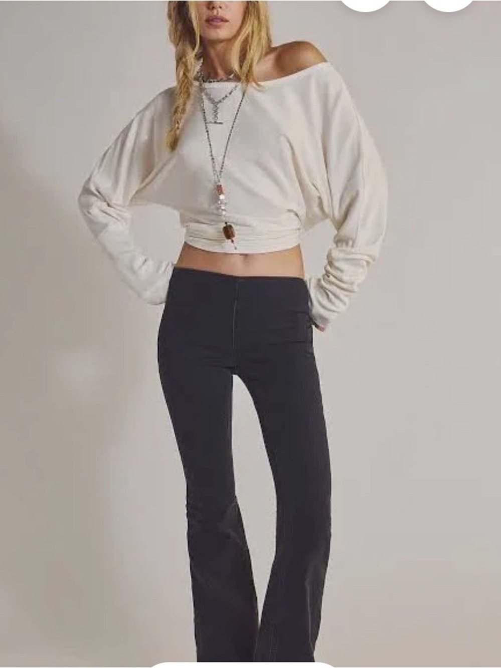Free People Black stretch pull on Jeans flair leg